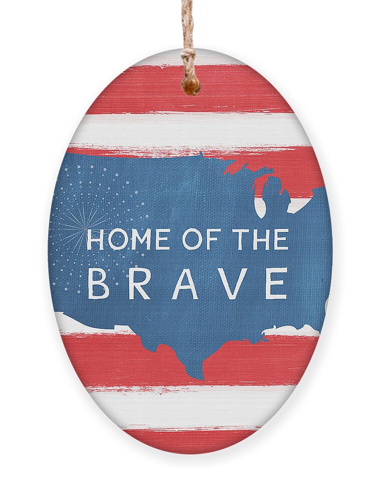 July 4th Ornament featuring the painting Home Of The Brave by Linda Woods