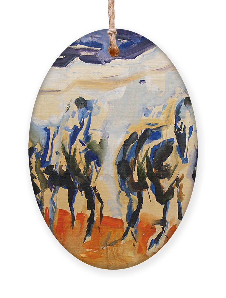  Ornament featuring the painting Horse Mountains by John Gholson