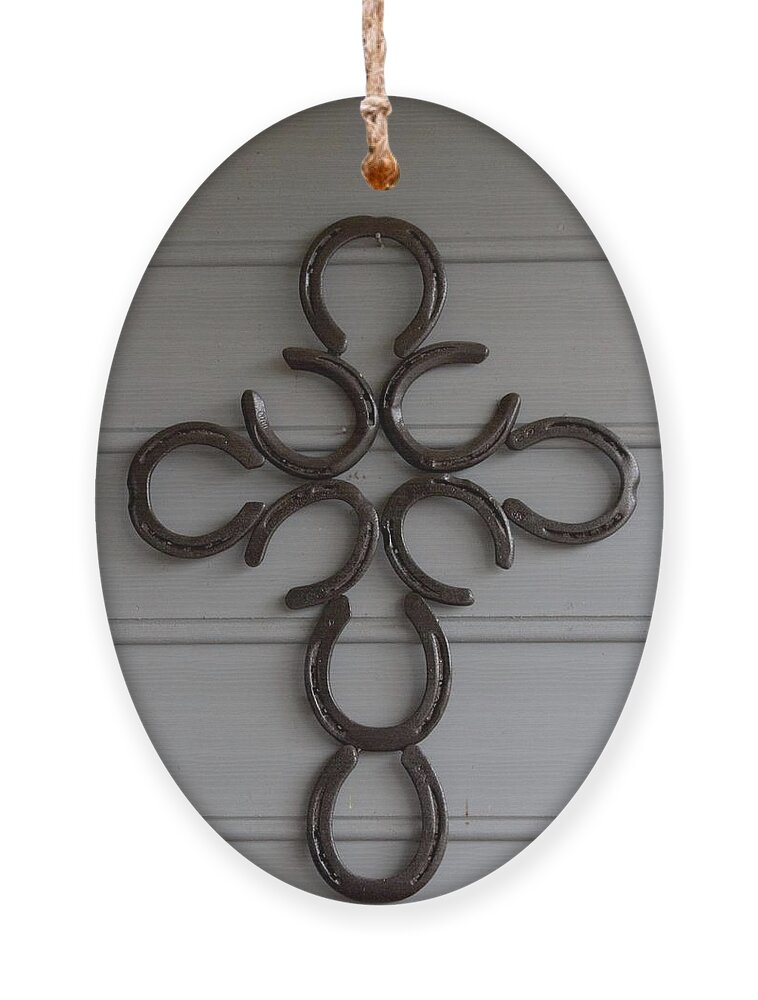 Metal Ornament featuring the photograph Horseshoe Cross by Ali Baucom