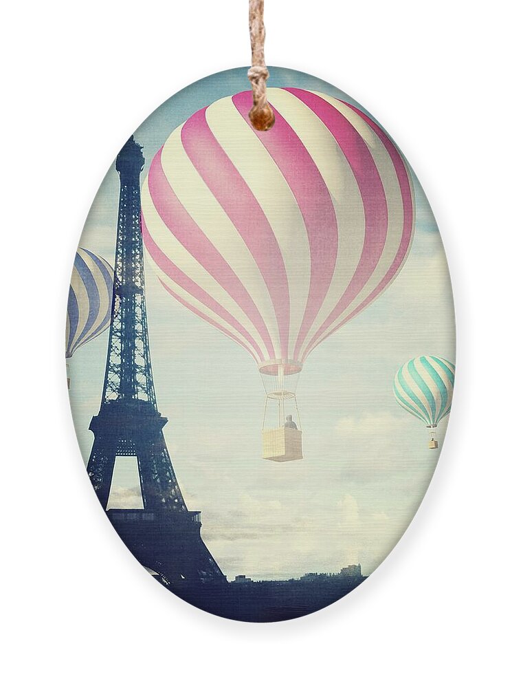 Hot Air Balloon Ornament featuring the photograph Hot Air Balloons in Paris #1 by Marianna Mills