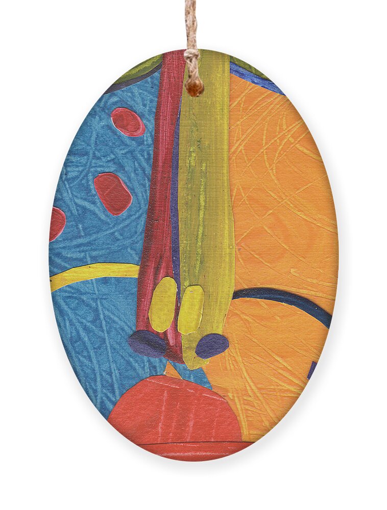 Mixed Media Ornament featuring the painting Hu Face 3 by Petra Rau