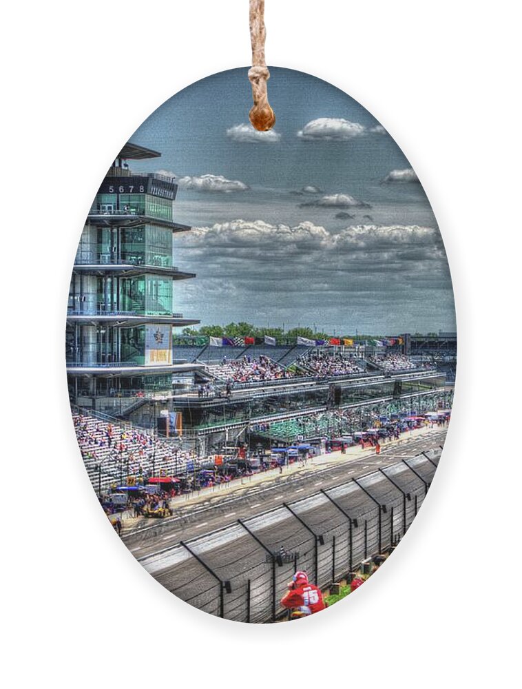 Indy 500 Ornament featuring the photograph Hulman Suites by Josh Williams
