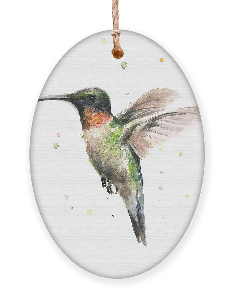 Animal Ornament featuring the painting Hummingbird by Olga Shvartsur