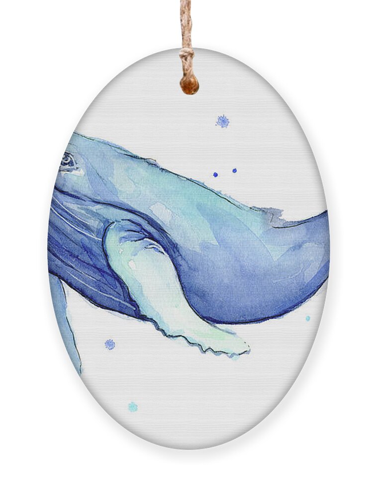 Whale Ornament featuring the painting Humpback Whale Watercolor by Olga Shvartsur