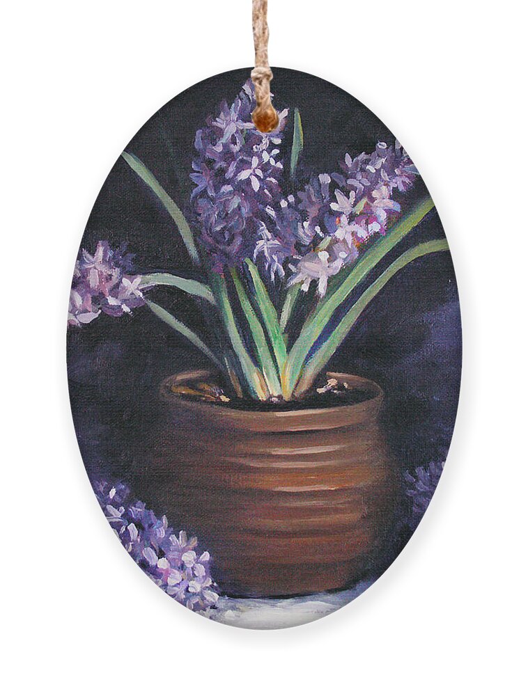 Flowers Ornament featuring the painting Hyacinths in a Pot by Nancy Griswold