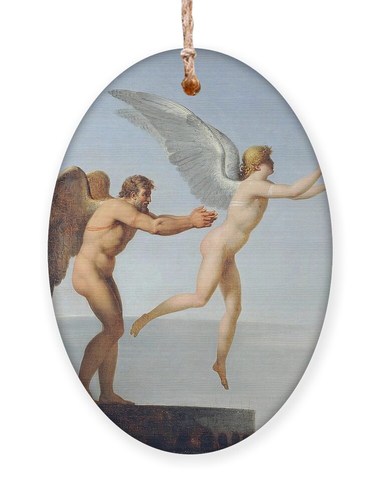 Charles Paul Landon Ornament featuring the painting Icarus and Daedalus by Charles Paul Landon