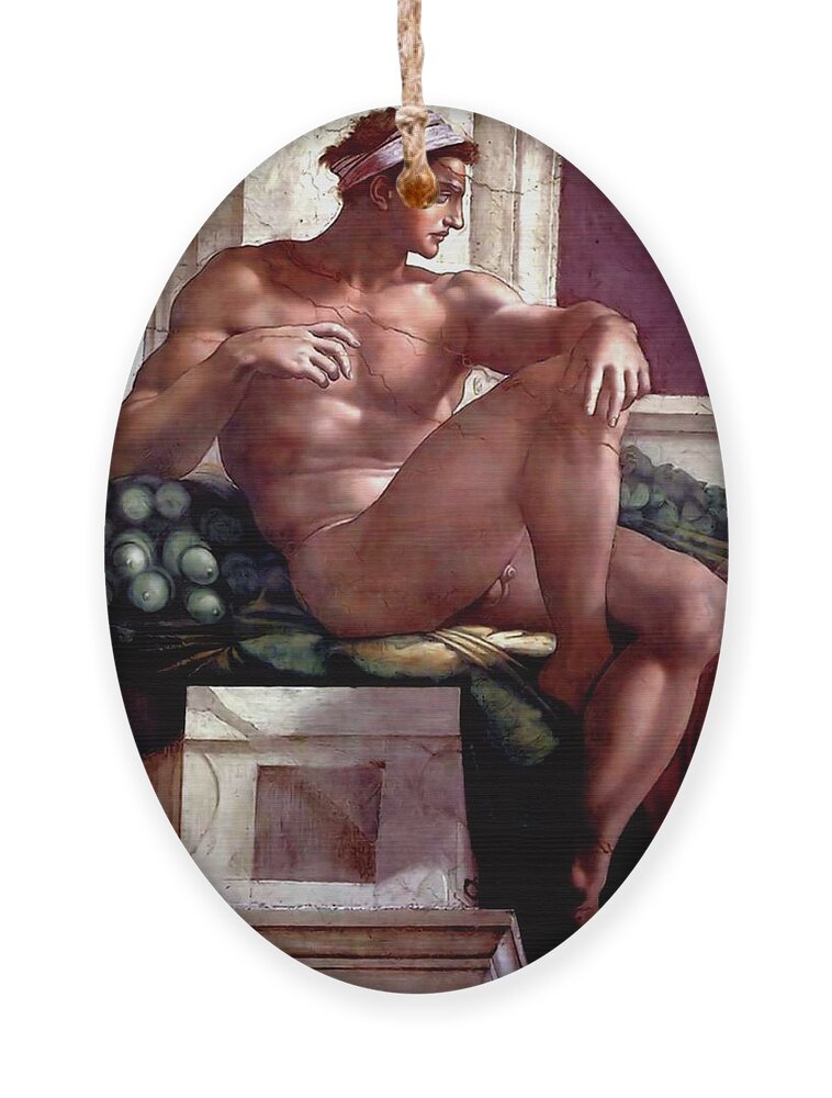 Ignudo Ornament featuring the painting Ignudo Number Six of 1511  by Michelangelo Buonarroti