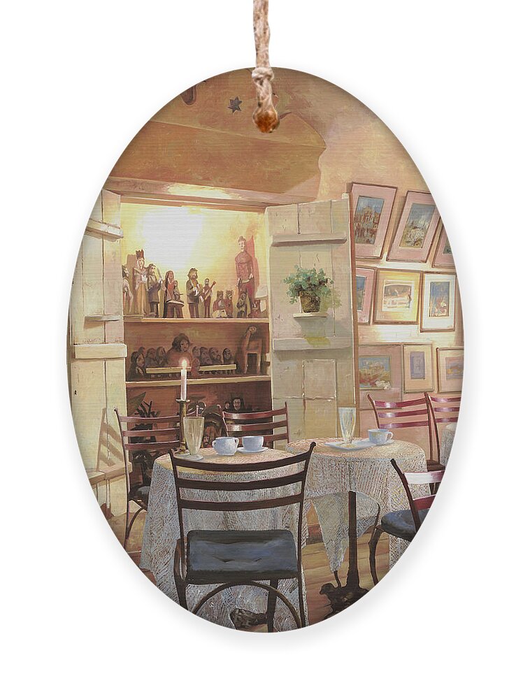 Cafe Ornament featuring the painting Il Caffe Dell'armadio by Guido Borelli