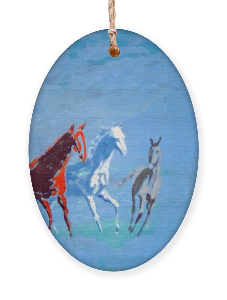 Horses Ornament featuring the painting Il futuro ci viene incontro by Enrico Garff