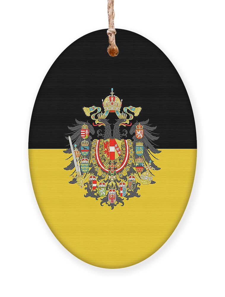 Flag Ornament featuring the digital art Habsburg flag with Imperial Coat of Arms 1 by Helga Novelli