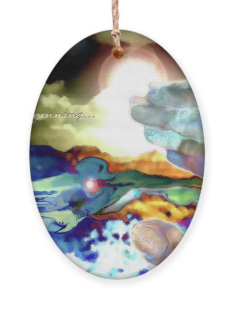 In The Beginning God Ornament featuring the painting In the Beginning by Bonnie Marie