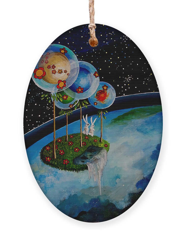 Space Ornament featuring the painting In The Sky There is No East or West by Mindy Huntress