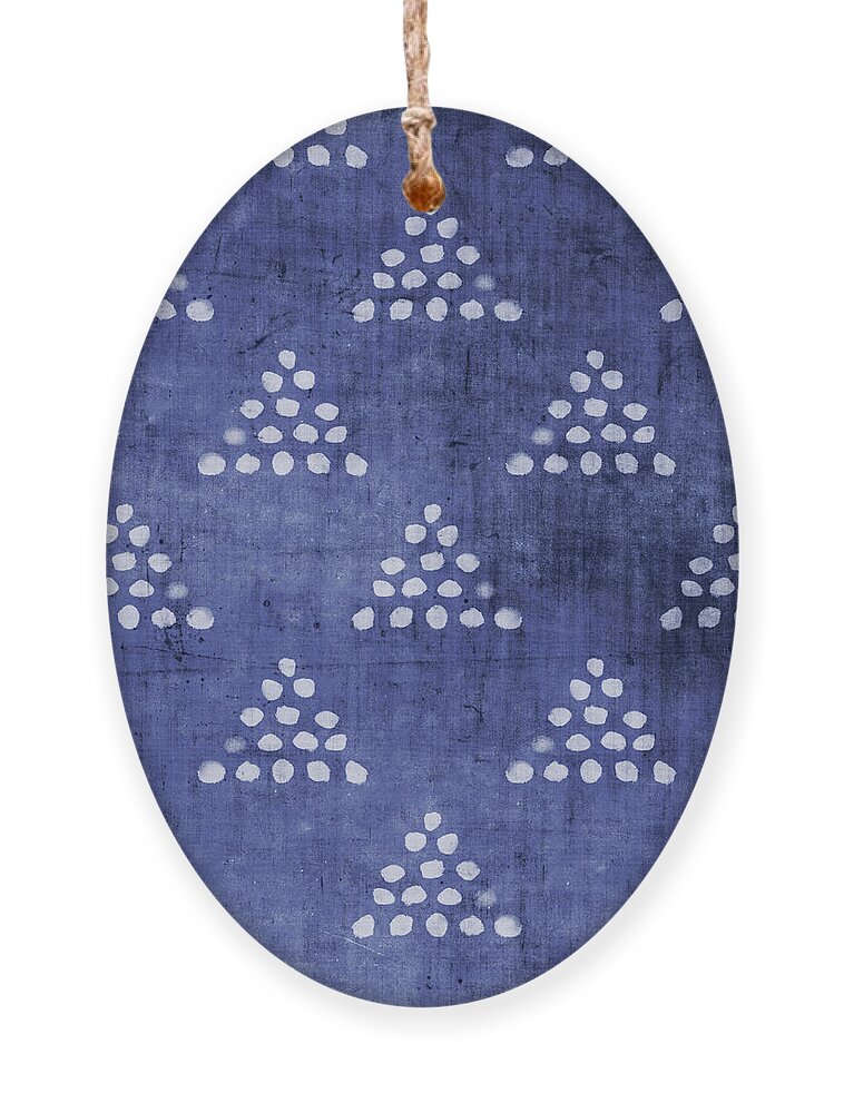 Indigo Ornament featuring the mixed media Indigo Triangles 2- Art by Linda Woods by Linda Woods