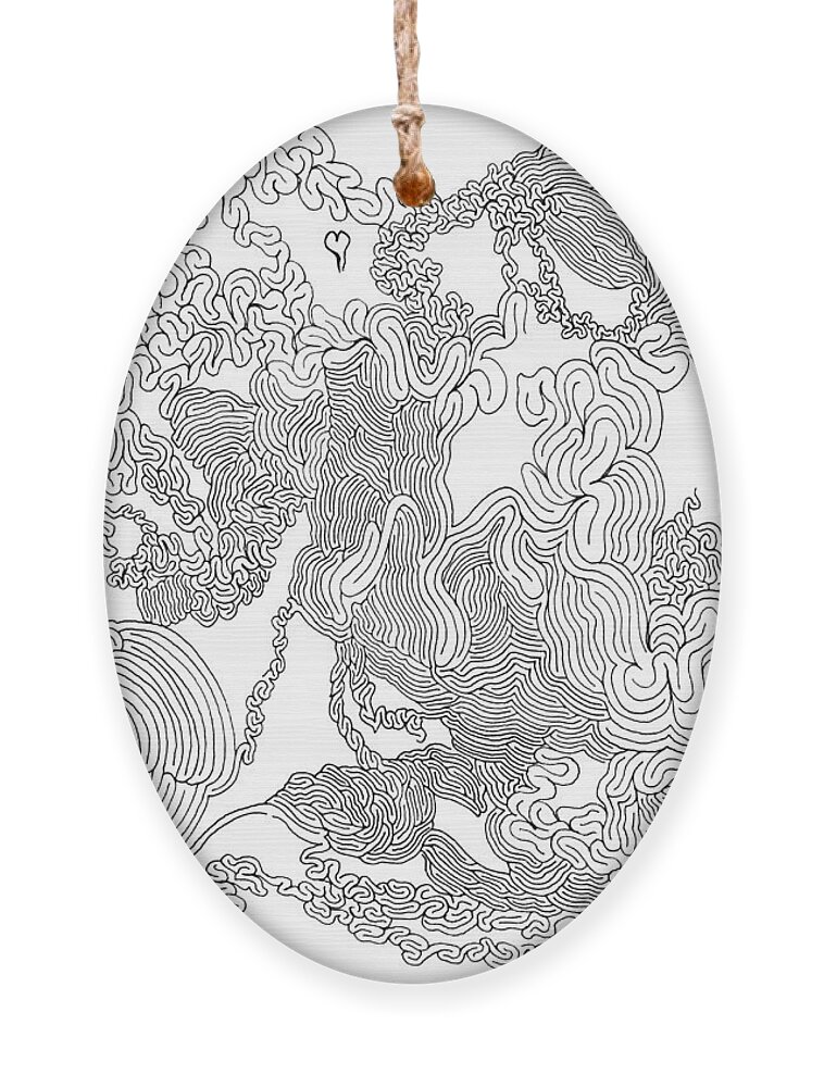 Mazes Ornament featuring the drawing Infatuation by Steven Natanson