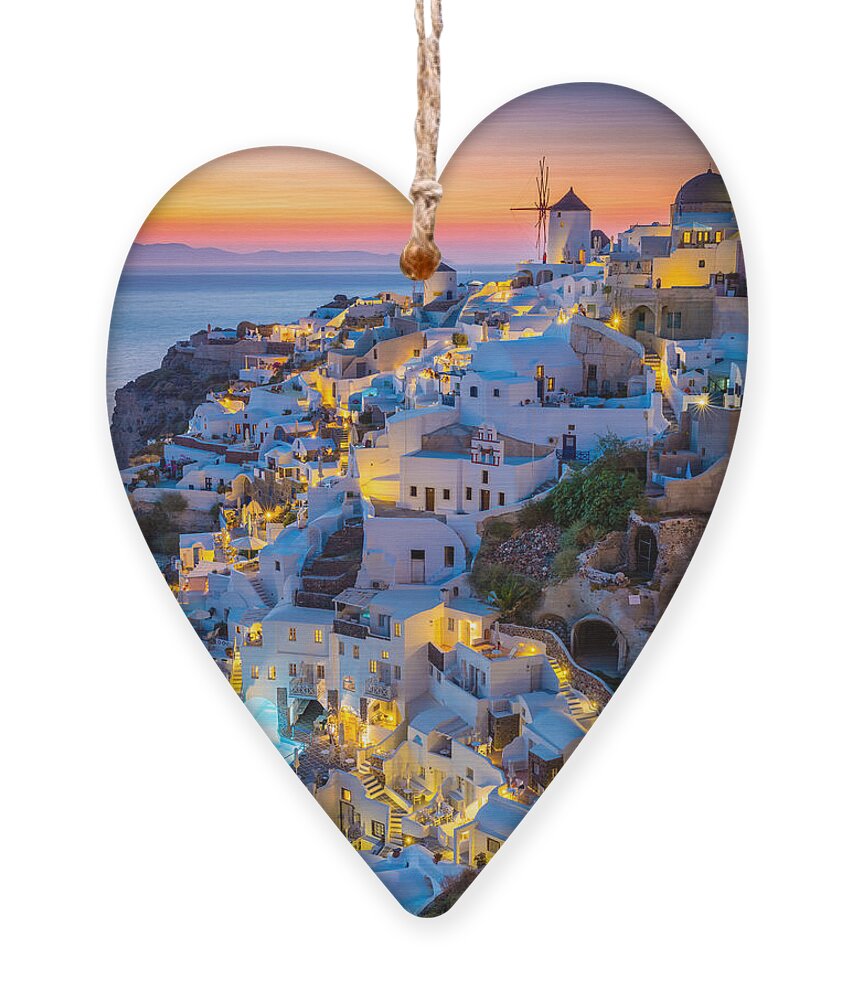 Aegean Sea Ornament featuring the photograph Oia Sunset by Inge Johnsson