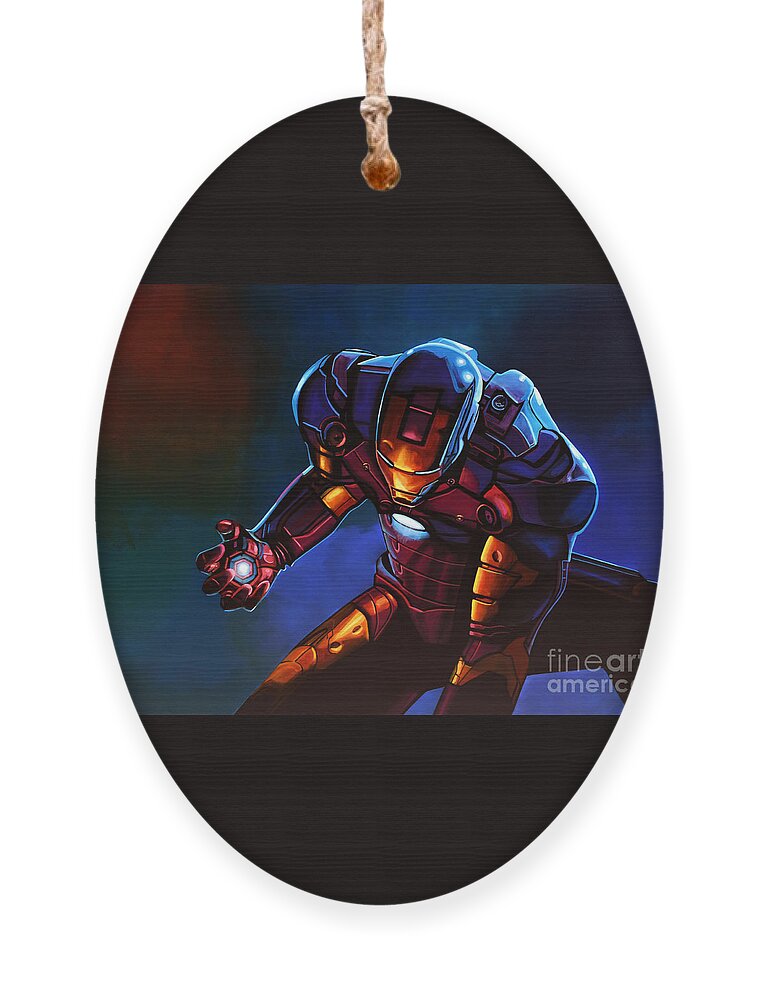 Iron Man Ornament featuring the painting Iron Man by Paul Meijering