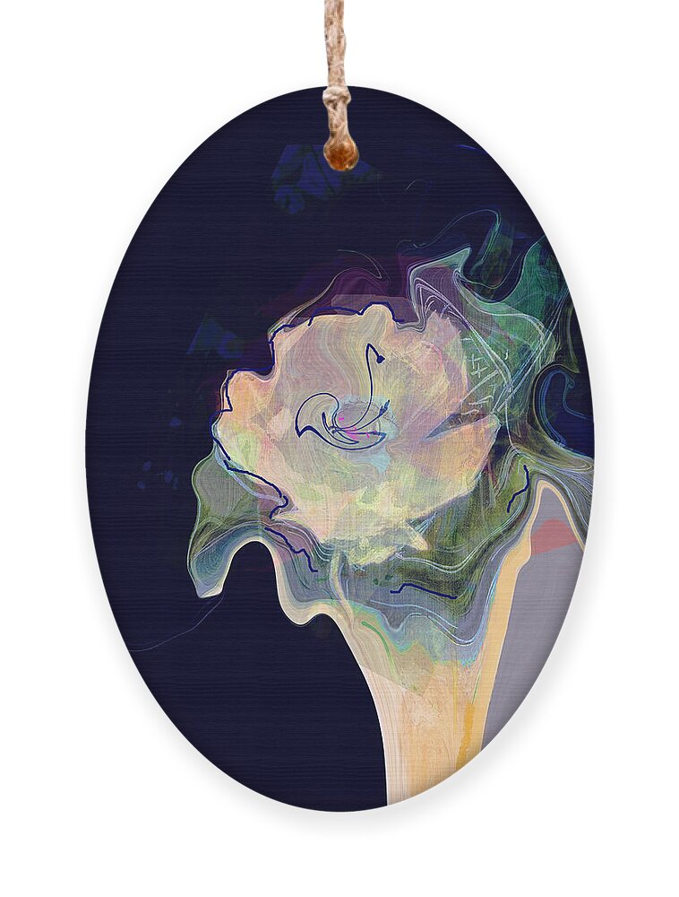 Square Ornament featuring the mixed media Isadora and the Trumpet Flower by Zsanan Studio