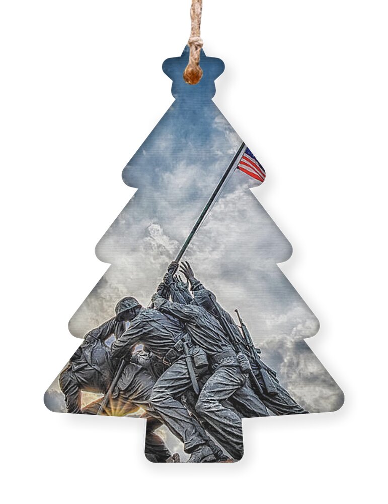 Marine Corps War Memorial Ornament featuring the photograph Iwo Jima Memorial by Susan Candelario