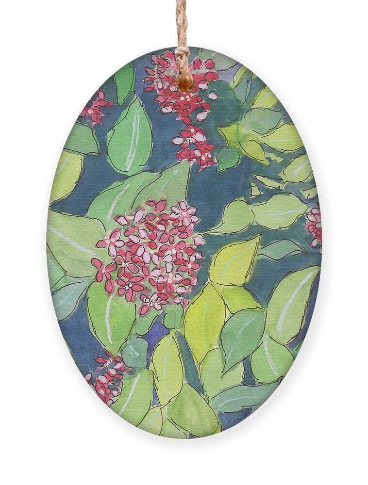 Watercolor Ornament featuring the painting Ixoria by Marcy Brennan