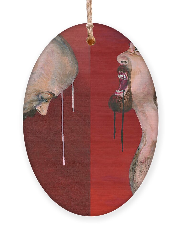 Self Portrait Ornament featuring the painting Janus by Matthew Mezo