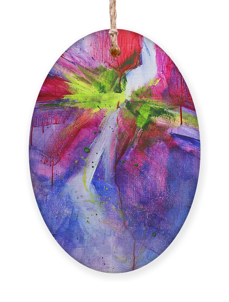 Abstract Painting Ornament featuring the painting Jazz on First Avenue by Nancy Merkle
