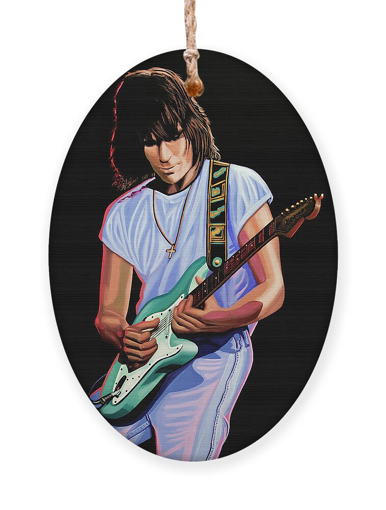 Jeff Beck Ornament featuring the painting Jeff Beck Painting by Paul Meijering