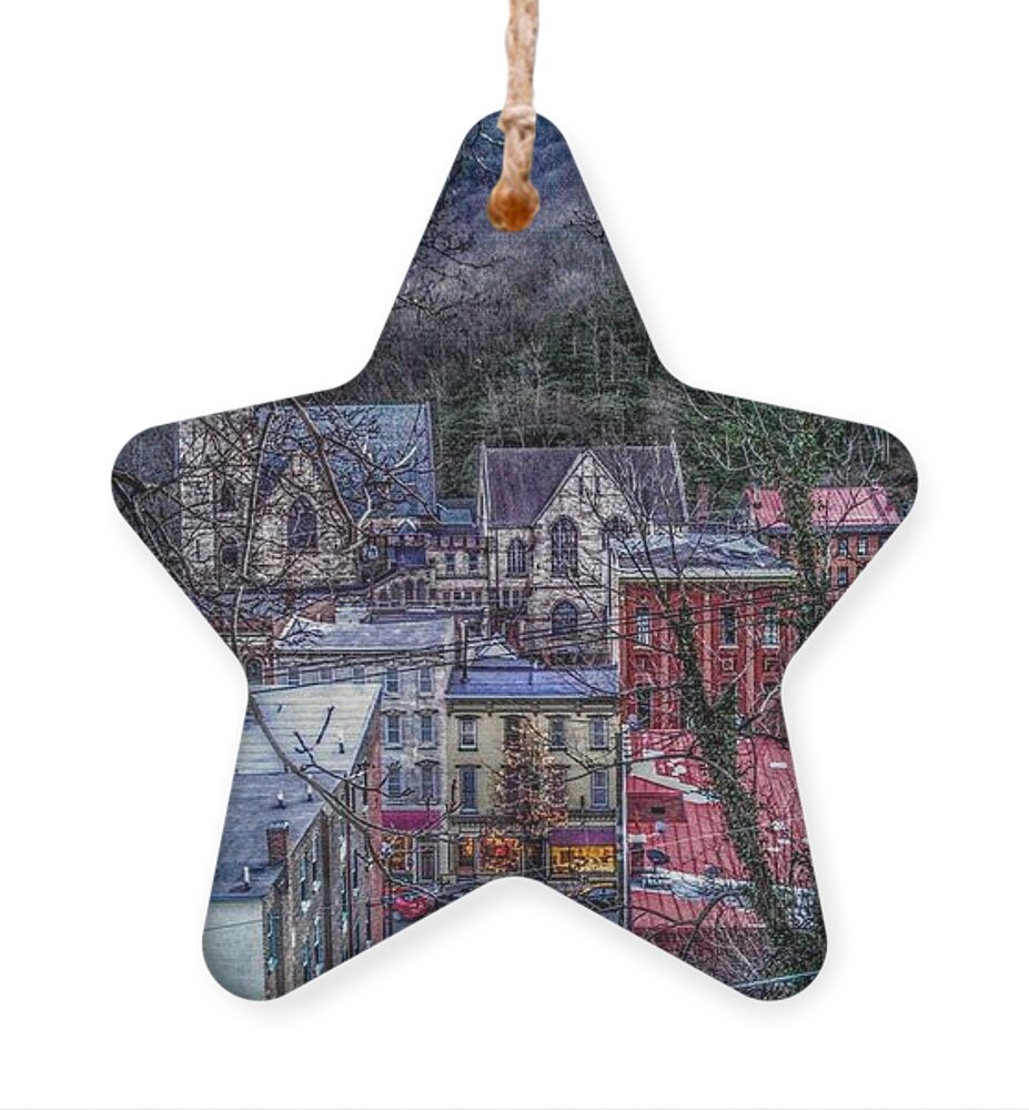 Jim Thorpe Ornament featuring the photograph Jim Thorpe Pennsylvania in Winter #1 by Christopher Lotito