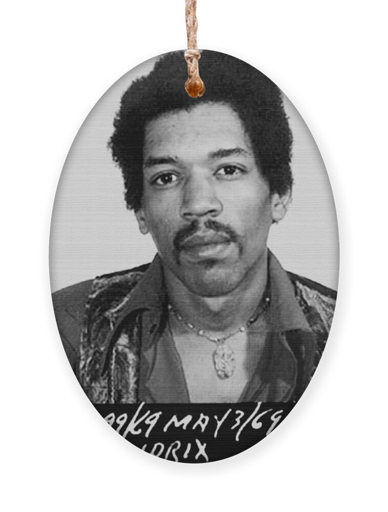 Jimi Hendrix Ornament featuring the painting Jimi Hendrix Mug Shot Vertical by Tony Rubino