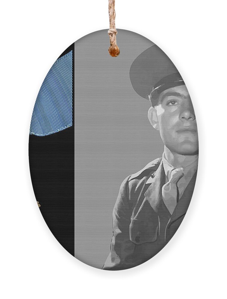 Medal Of Honor Ornament featuring the painting John Basilone and The Medal of Honor by War Is Hell Store