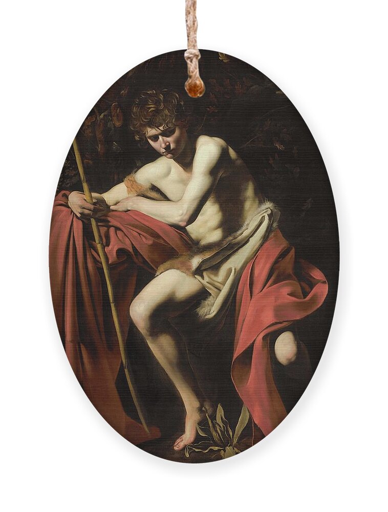 Italian Ornament featuring the painting John in the Wilderness by Michelangelo Caravaggio
