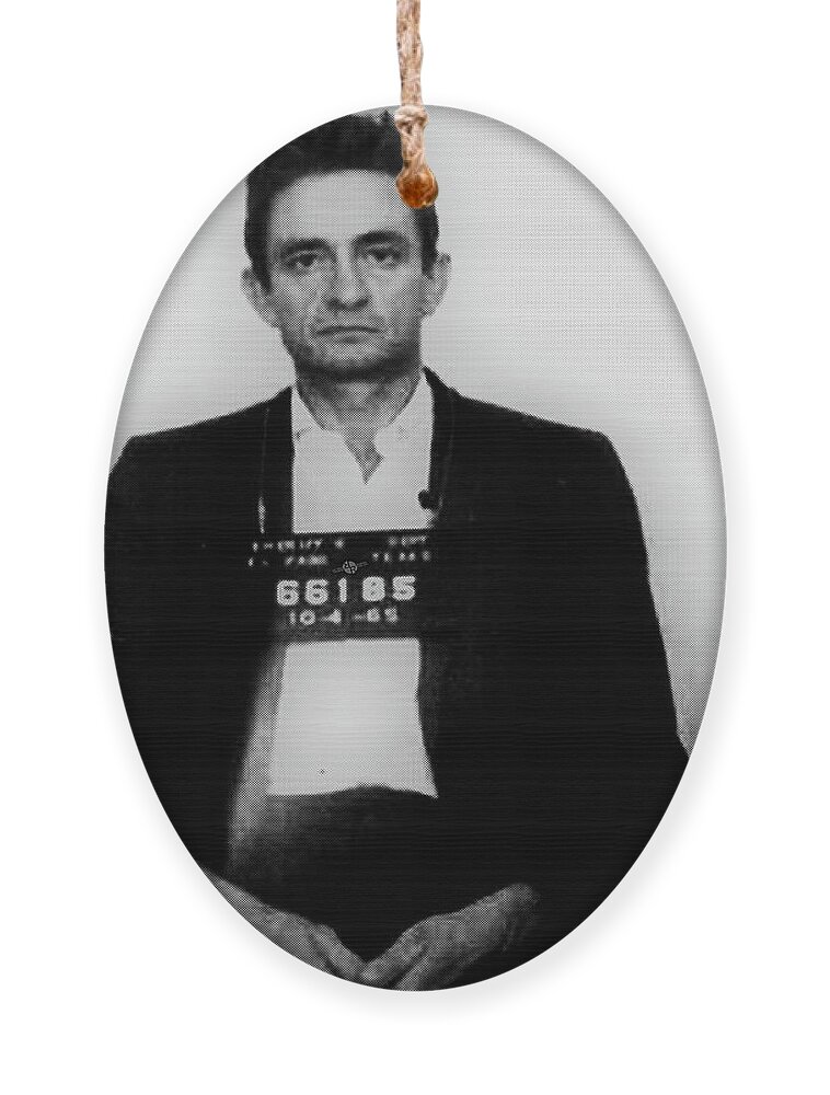 Johnny Cash Ornament featuring the photograph Johnny Cash Mug Shot Vertical Wide 16 By 20 by Tony Rubino