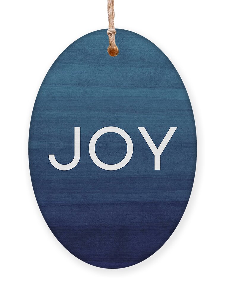 Joy Ornament featuring the mixed media Joy Blue- Art by Linda Woods by Linda Woods