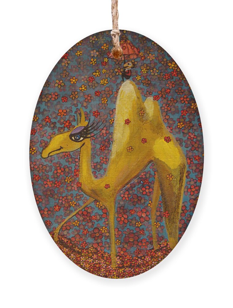 Camel Ornament featuring the painting Justify by Mindy Huntress