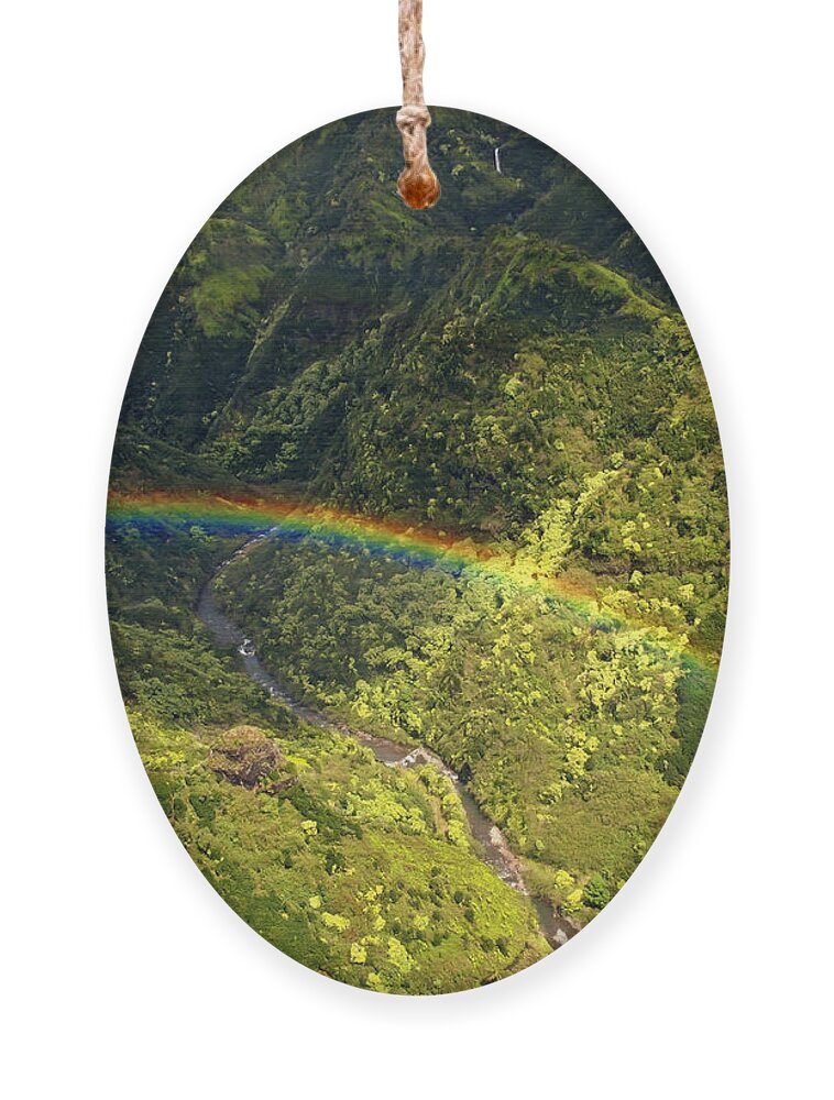 Hawaii Ornament featuring the photograph Kauai Rainbow by Susan Rissi Tregoning
