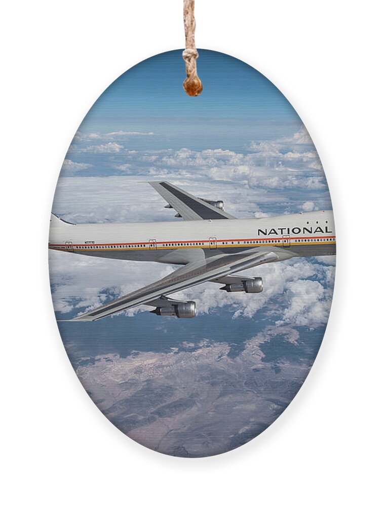 National Airlines Ornament featuring the digital art Queen of the Skies - The 747 by Erik Simonsen
