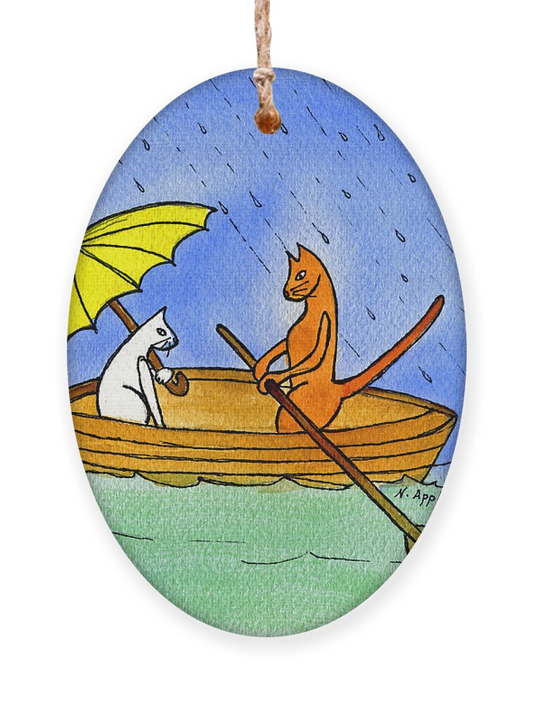 Kitties Ornament featuring the painting Kitties in a Boat by Norma Appleton