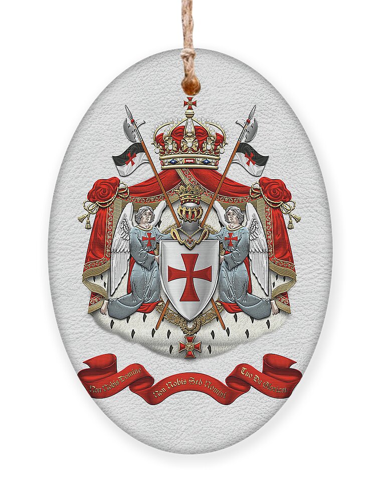 'ancient Brotherhoods' Collection By Serge Averbukh Ornament featuring the digital art Knights Templar - Coat of Arms over White Leather by Serge Averbukh