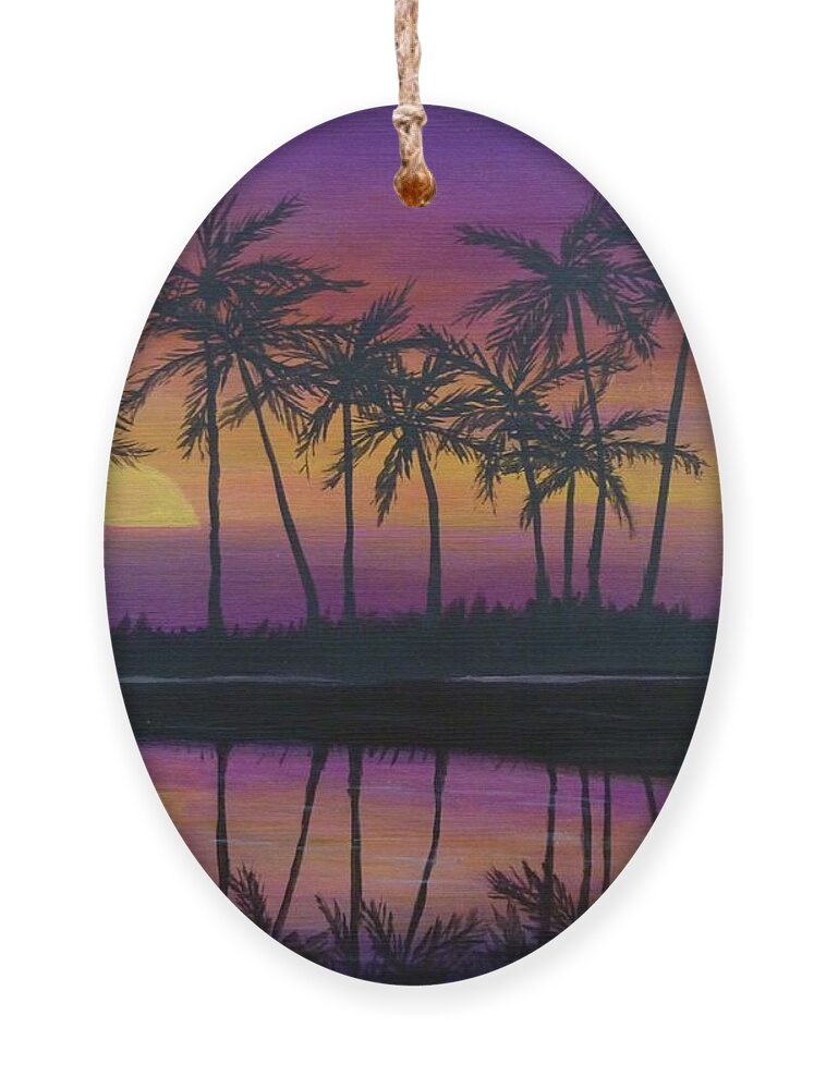 Sunset Ornament featuring the painting Kristine's Sunset by Amelie Simmons