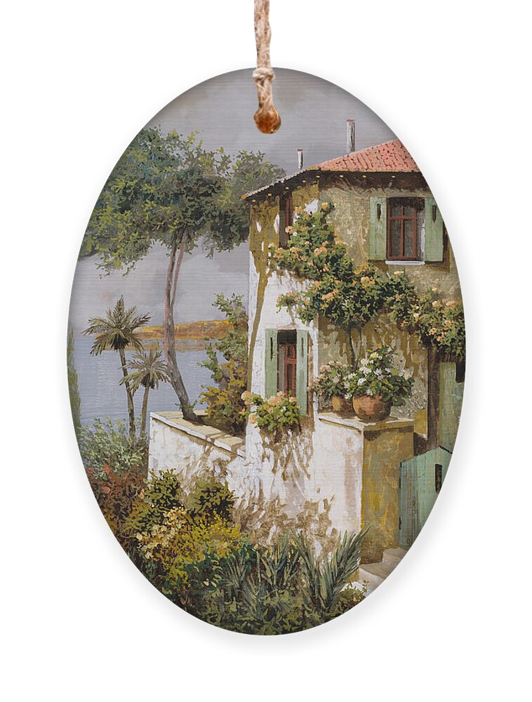 Llandscape Ornament featuring the painting La Casa Giallo-verde by Guido Borelli