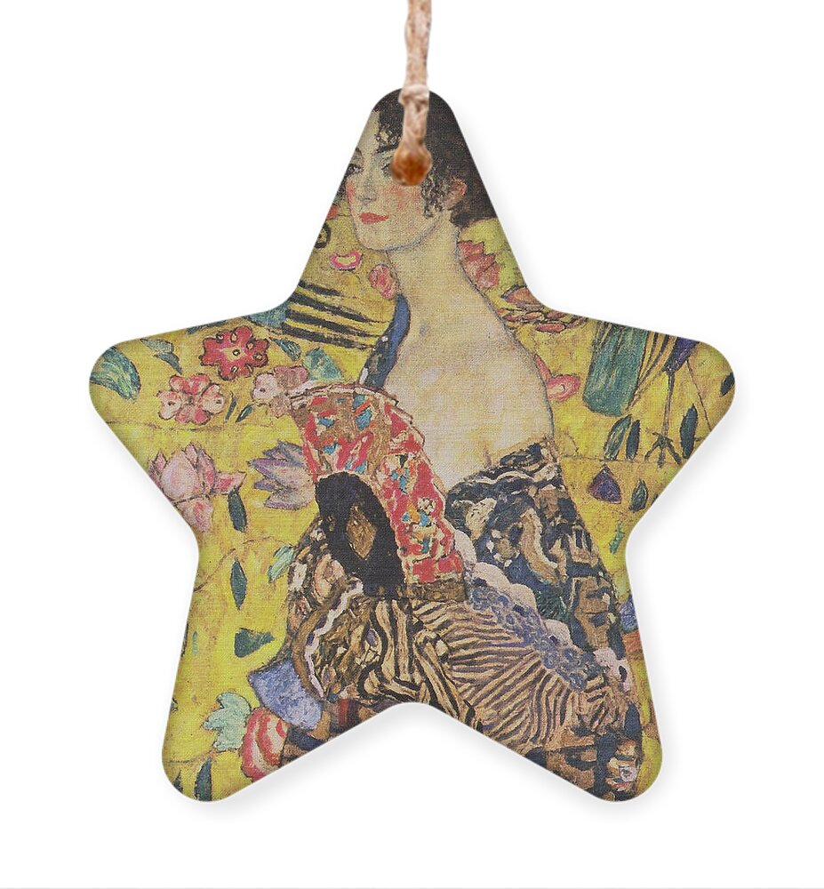 Gustav Klimt Ornament featuring the painting Lady With Fan by Gustav Klimt