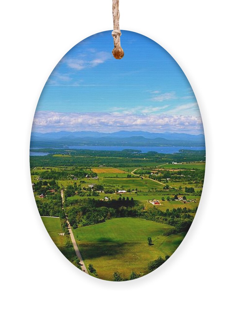  Ornament featuring the photograph Lake Champlain View from Mt. Phillo in vermont by Monika Salvan