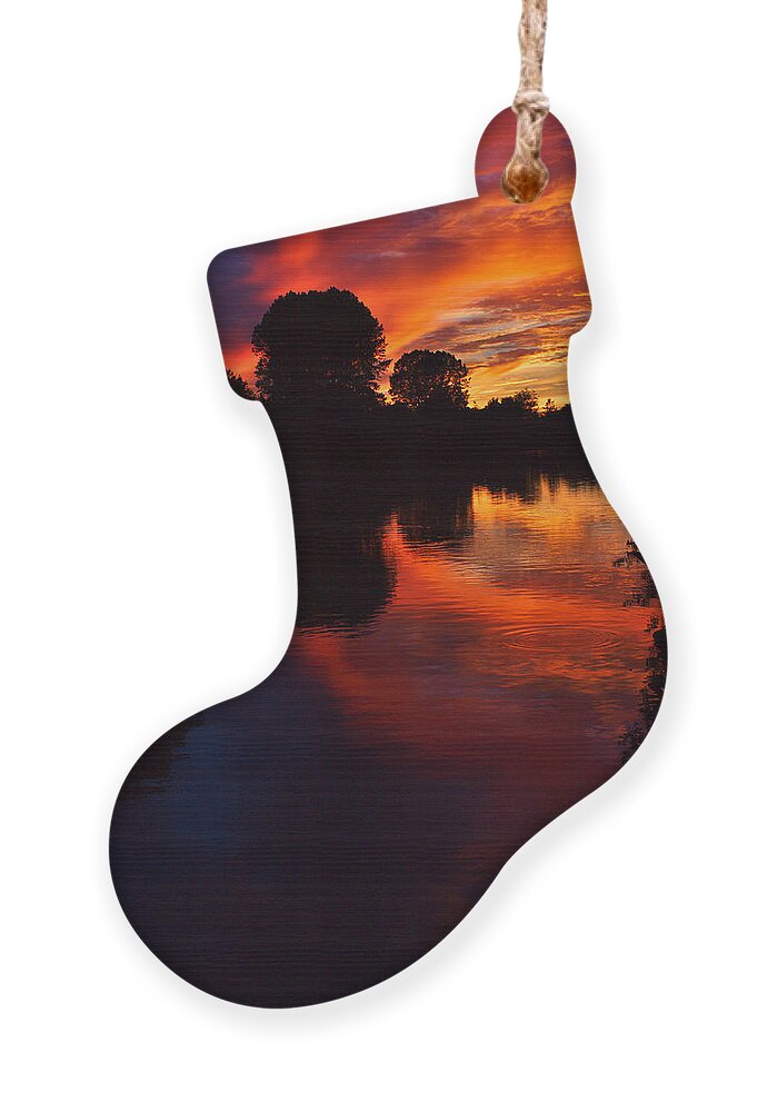 Sunset Ornament featuring the photograph Lake Sunset Reflections by Jeremy Hayden