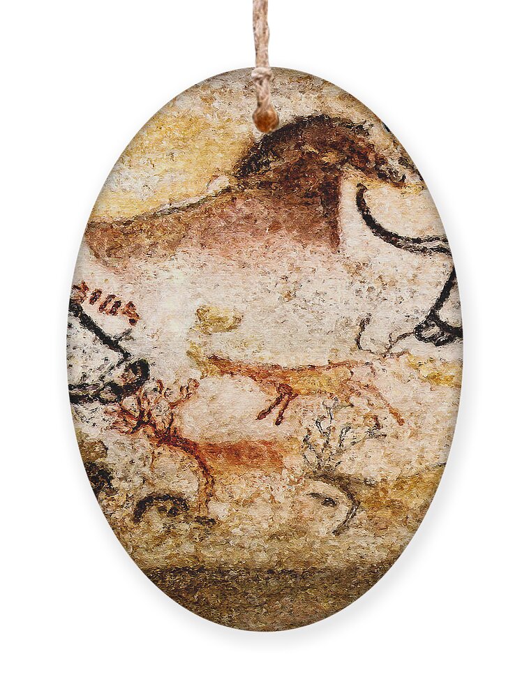 Lascaux Ornament featuring the photograph Lascaux Hall of the Bulls - Deer under Horse by Weston Westmoreland