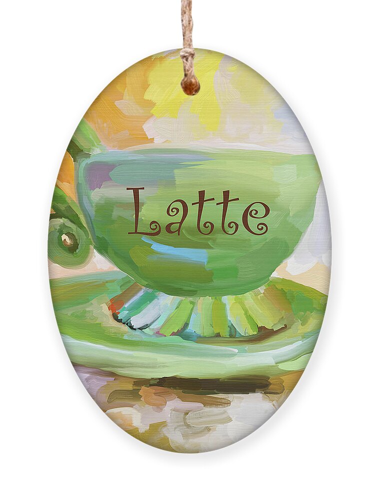 Coffee Ornament featuring the painting Latte Coffee Cup by Jai Johnson