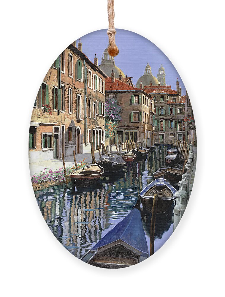 Venice Ornament featuring the painting Le Barche Sul Canale by Guido Borelli