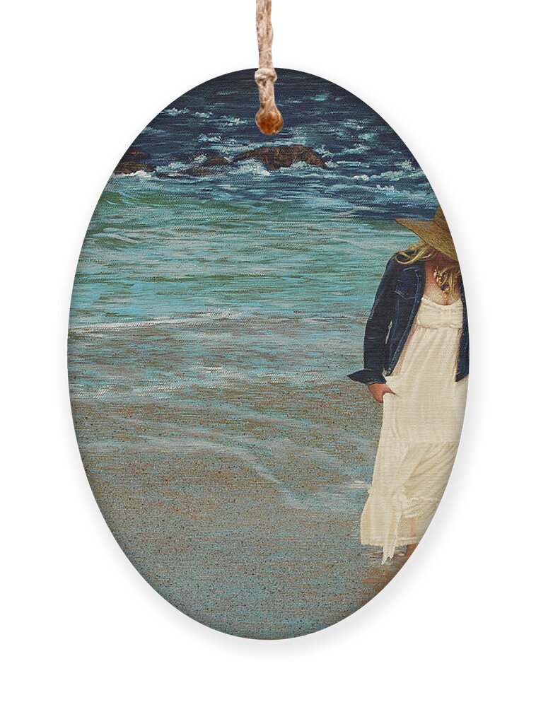 Beach Ornament featuring the painting Leaving the Beach by Glenn Pollard