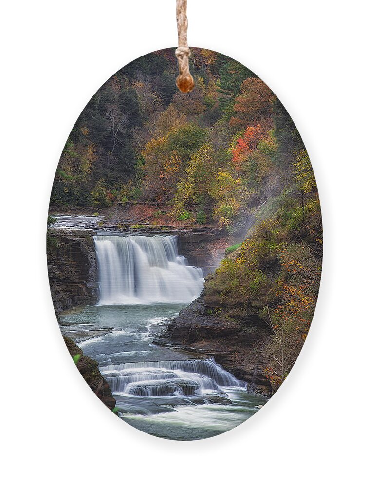 Waterfalls Ornament featuring the photograph Letchworth Lower Falls 3 by Mark Papke