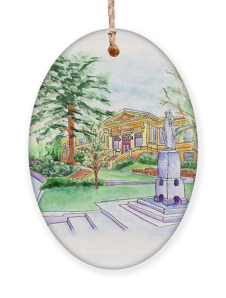 Library Ornament featuring the painting Library a Carnegie Original by Lori Taylor