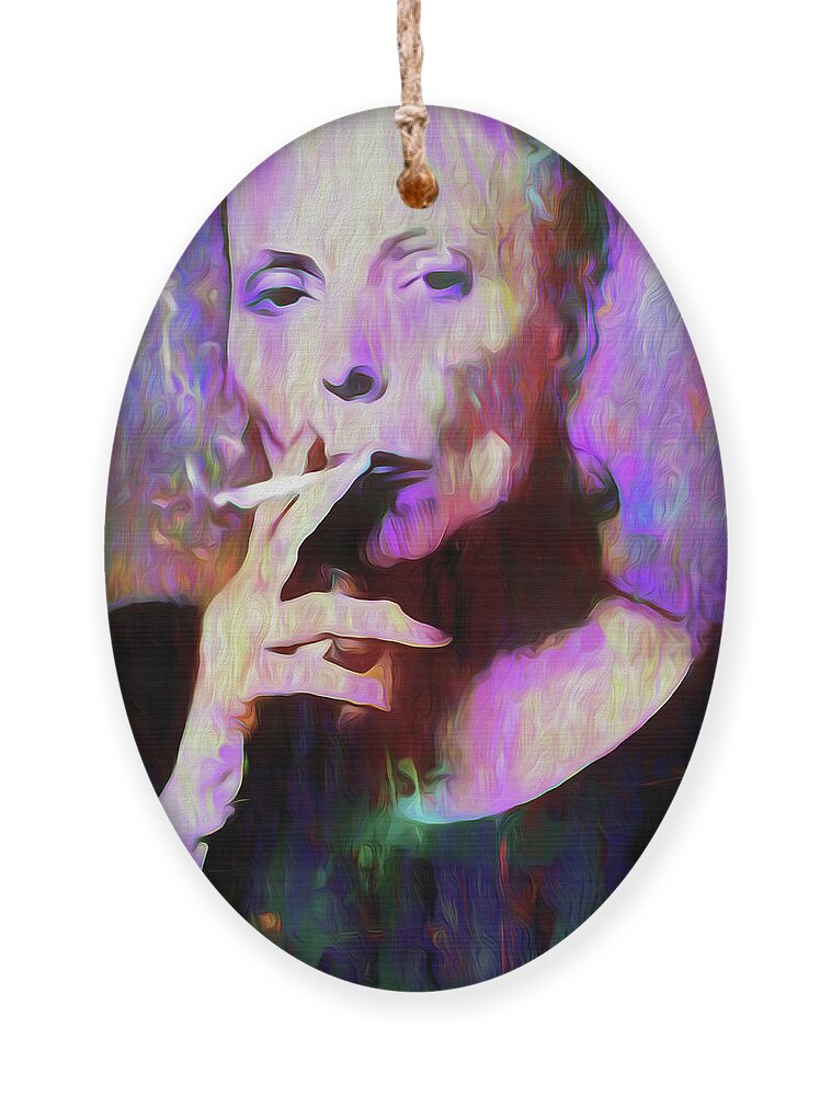 Joni Mitchell Ornament featuring the mixed media Life's Illusions by Mal Bray