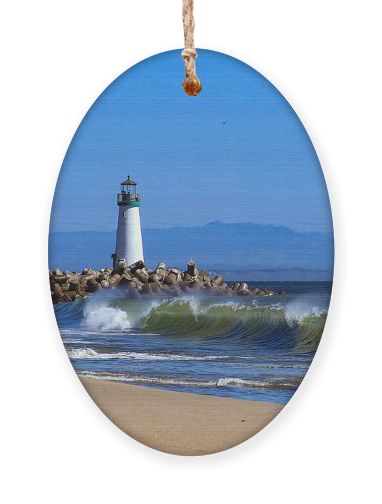 Bonnie Follett Ornament featuring the photograph Lighthouse at Seabright Beach by Bonnie Follett